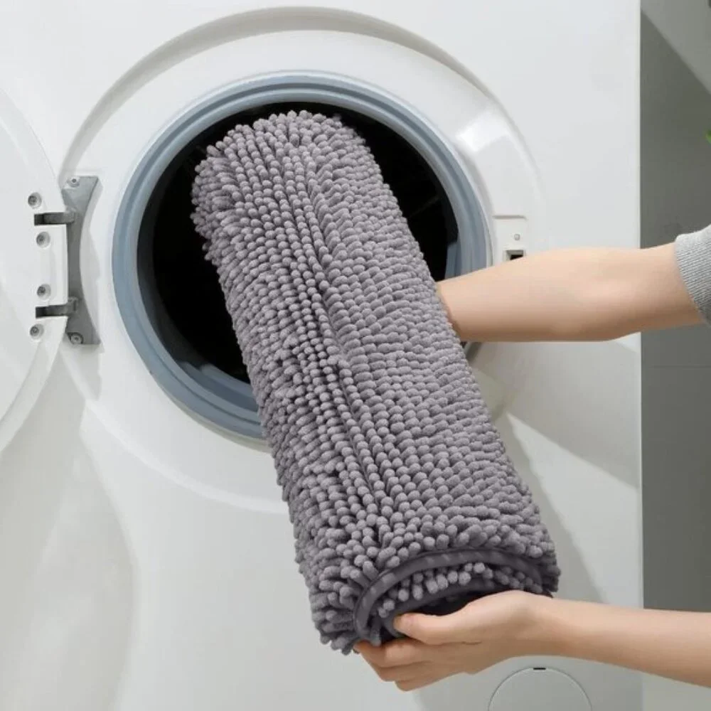 New 3-Piece Grey Bathroom Rug Set, Ultra Soft, Non-Slip, Absorbent Chenille Mats